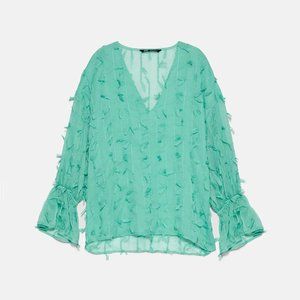 NWT Zara Fringed Blouse